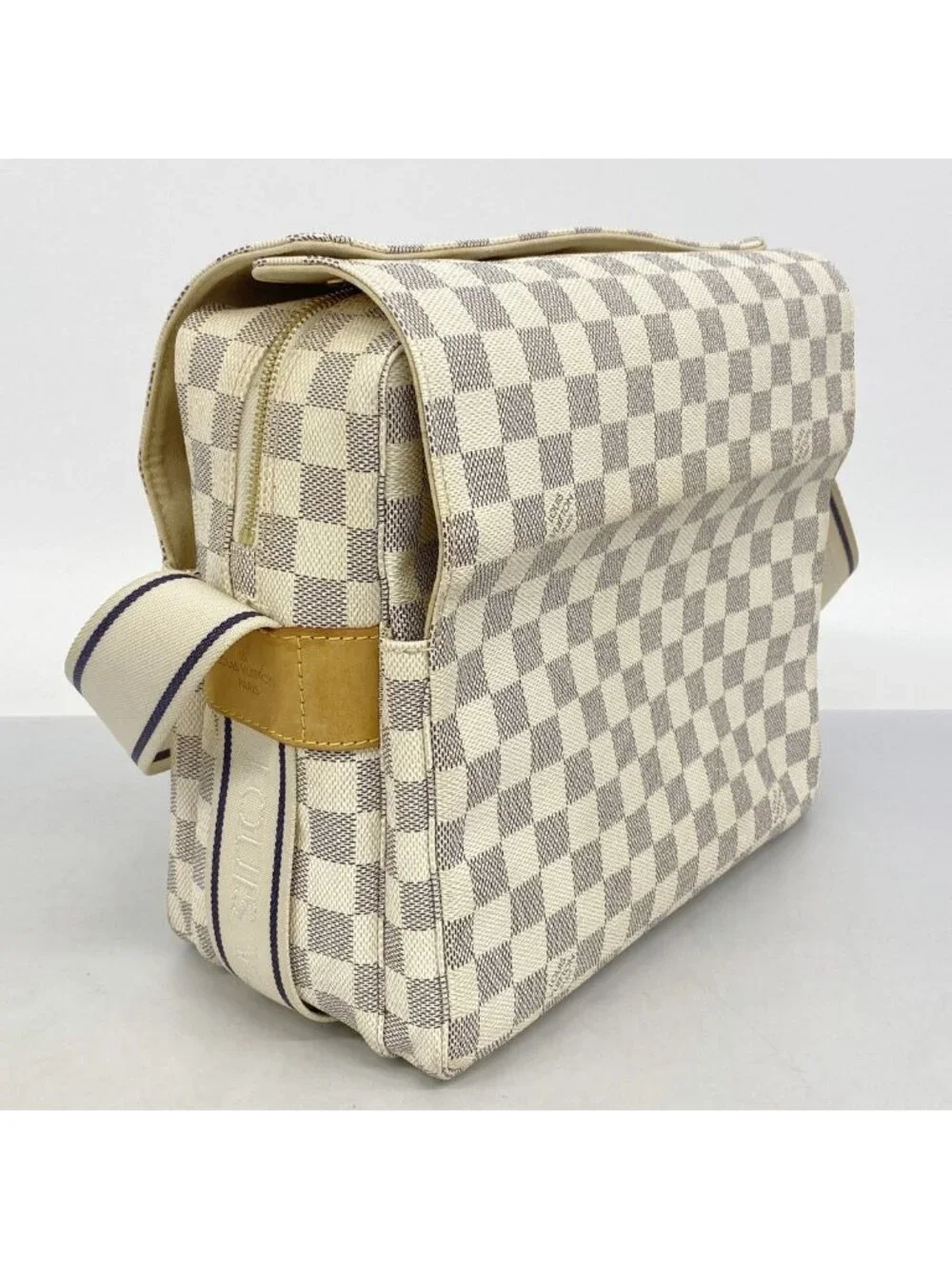 Louis Vuitton Shoulder Bag Damier Azur Naviglio White